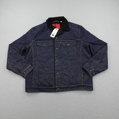 Levis Jacket Medium Blue Denim Sherpa LEJ Premium Engineered Trucker Coat nEW
