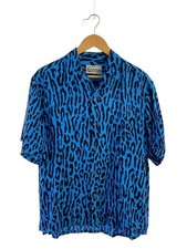 WACKO MARIA Short Sleeve Shirt L Rayon BLU Leopard 22SS WMS HI05