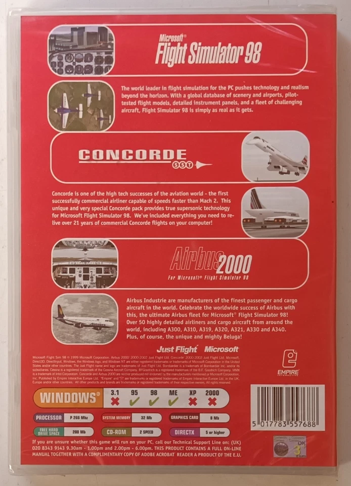 FLIGHT COLLECTION PC 3 GAME SIMULATOR SET AIRBUS 2000; CONCORDE; SIM 98 new UK - Image 2 of 2