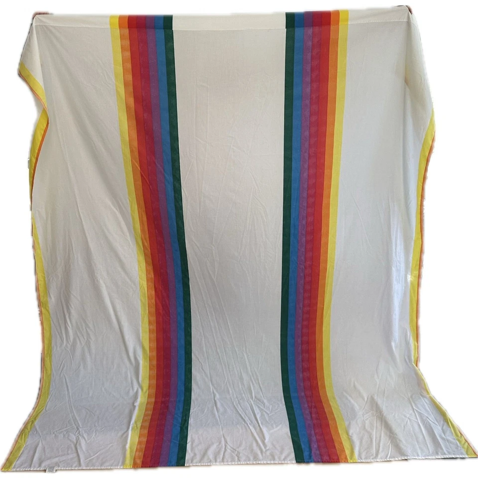 70s Vintage Wamsutta Tomorrow's Rainbow Flat Bed Sheet Double/Full Size  - Image 4 of 4