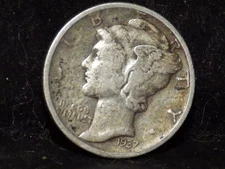 1937  Mercury  Silver dime coin ( FREE SHIPPING)