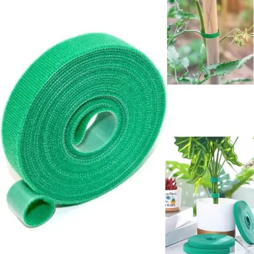 5M Nylon Plant Bandage Tie Reusable Plant Hook Loop Ties Green Fastener Tape _ko