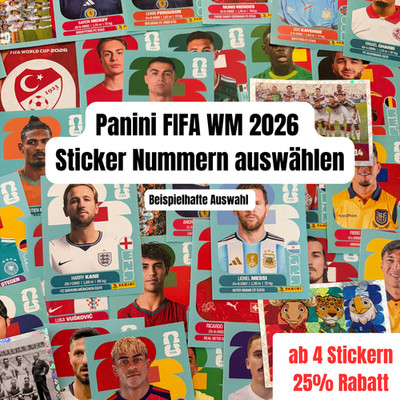 Panini FIFA WM 2026 Sticker Einzelsticker auswählen | ab 4 Stickern 25%-Rabatt