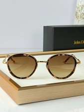 John Dalia Jared Sunglasses Round Tortoise Gold Brown Lenses Luxury