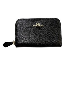 Coach Small Black Pebbled Zip Around Card ID Case VGUC