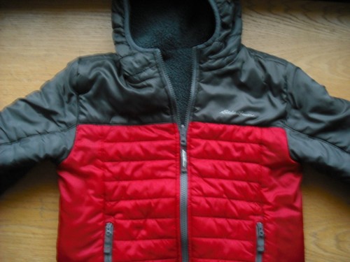 Boys Full-Zip EDDIE BAUER Winter Coat w/Hood REVERSIBLE Gray Red CLEAN Sz:8 - Picture 1 of 7