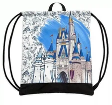 DISNEY PARKS INK & PAINT DRAWSTRING CINCH SACK TOTE BAG NEW WITH TAGS