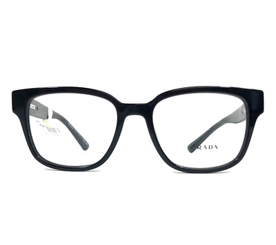 Prada Eyeglasses Frames VPRA09 16K-1O1 Polished Black Square Full Rim 52-18-145