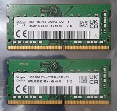 SK Hynix PC4-25600 PC4 3200AA 32GB 2x16GB DDR4 1RX8 3200MHz 260pin Arbeitsspeicher Ram