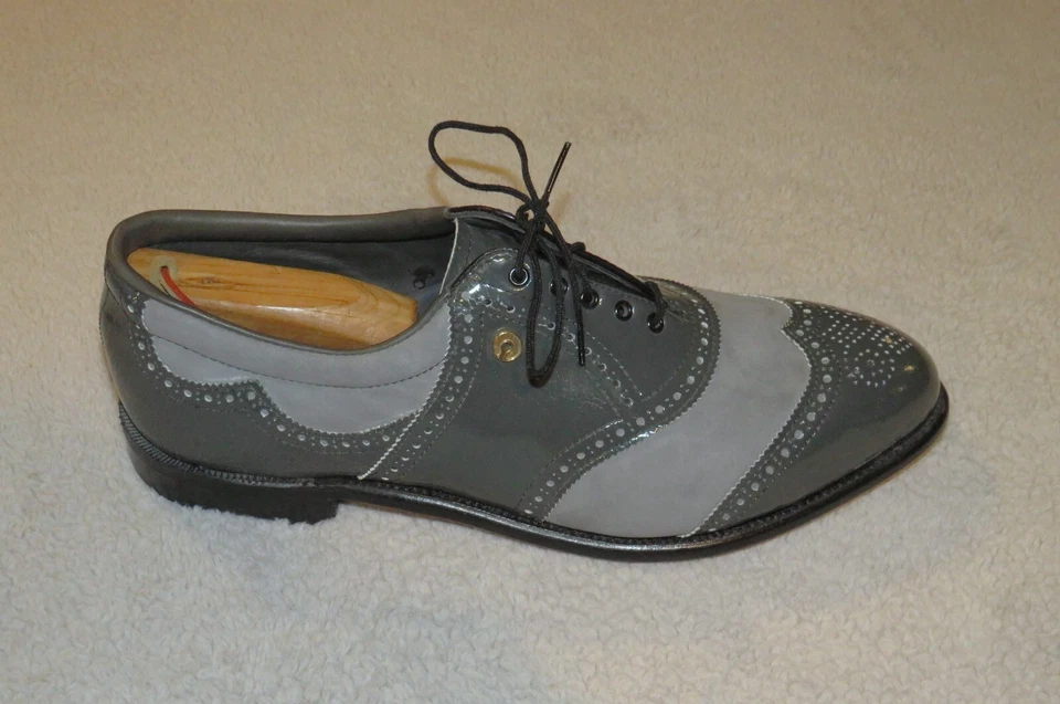 Zapatos de golf Etonic Tour Classic 7673 gris charol espectador 12E nuevos sin caja Foto 2 de 4