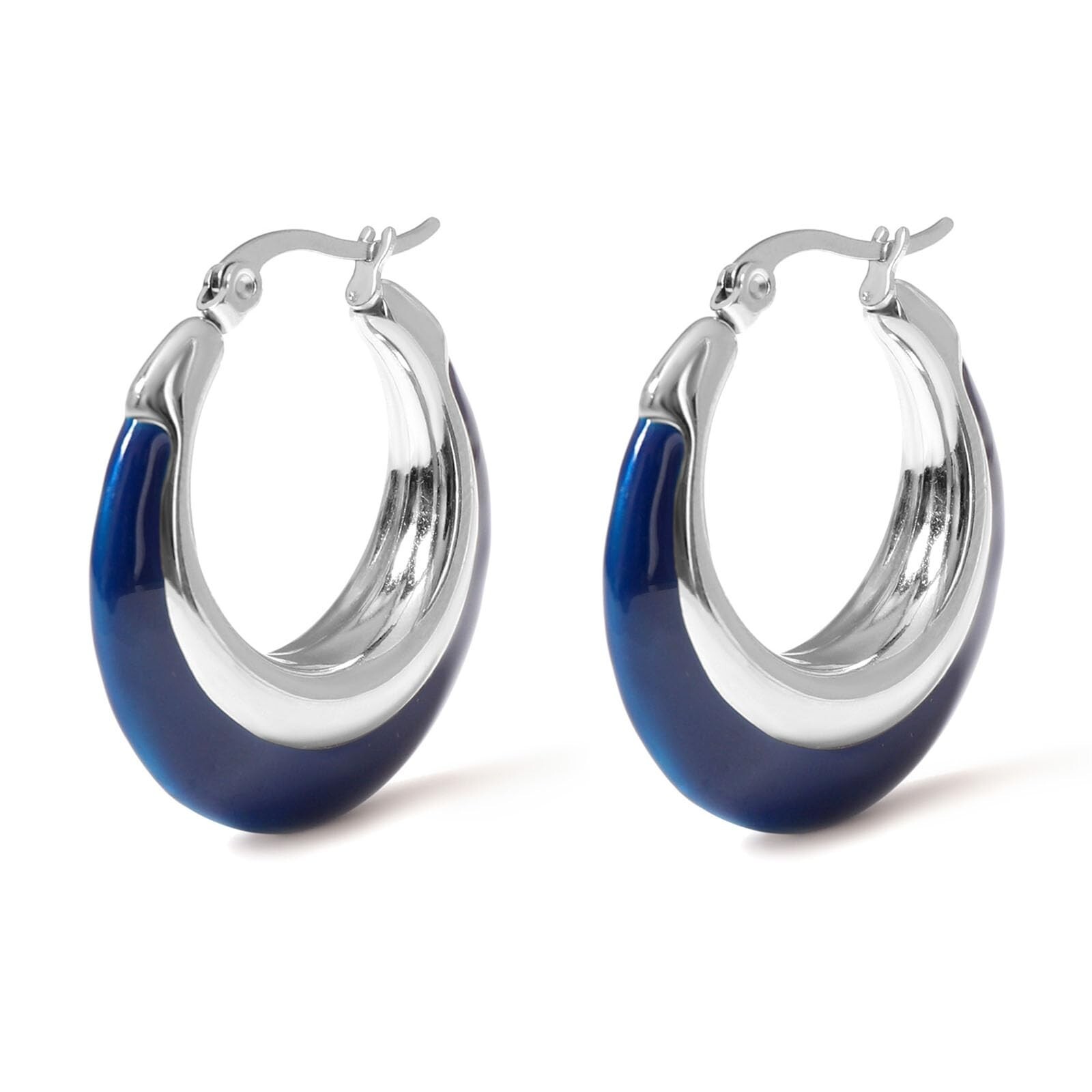 Colorful Enamel Chunky Hoop Earrings for Women in 18K Gold-image