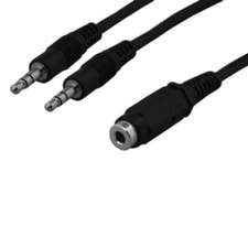  Lot10 6Ft 3.5mm Female to 2x 3.5mm Male Audio Y-Cable Connector PC MP3 Tablet