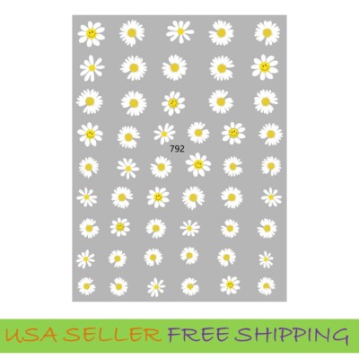 Nail Art 3D Decal Stickers White Daisy Flowers 792
