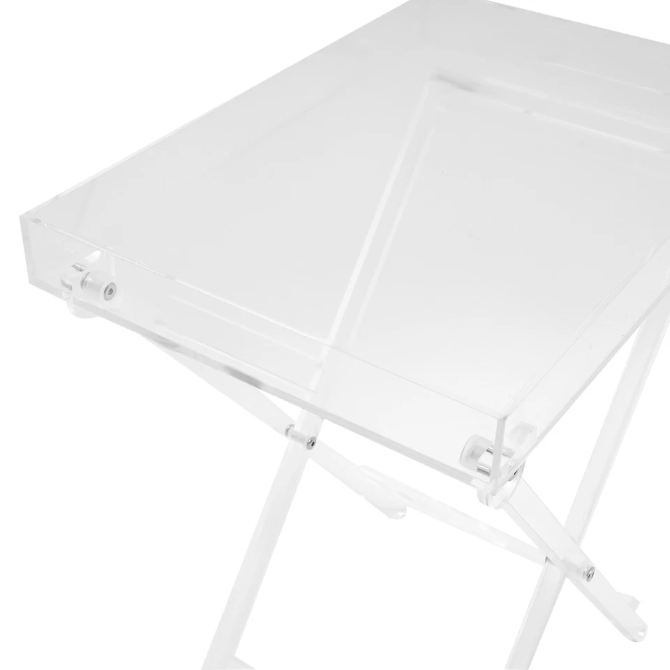 Acrylic Folding Tray Table Clear Acrylic Side End Table Square Coffee Table - Image 4 of 4