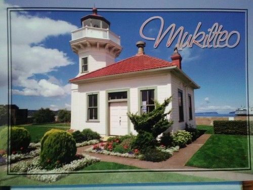 BEAUTIFUL CHROME POST CARD AERIAL View over Mukilteo lighthouse MUKILTEO WA - Picture 4 of 12