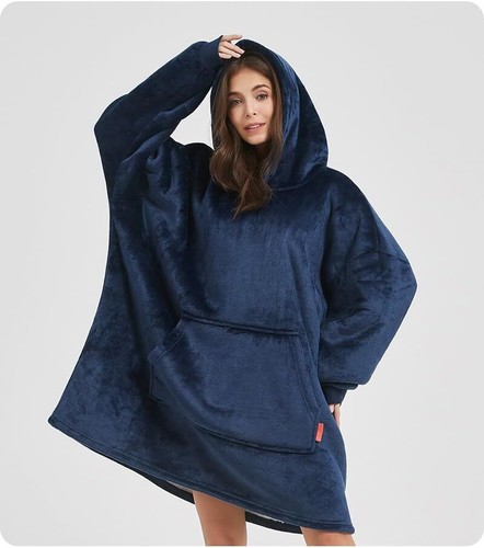 Oversized Hoodie Blanket, Sherpa & Fleece Wearable Blanket Hoodies for Women Men - Picture 31 of 43