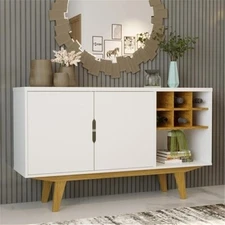 White Sideboard Buffet – Wine Storage, Cabinet & Modern Mid-Century Console