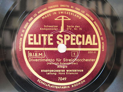 3x 78rpm SUTERMEISTER Divertimento for String Orchestra - HANS ERISMANN - RARE !