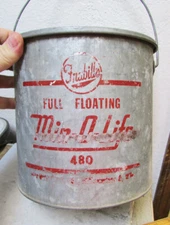 Vintage Frabill Min-O-Life floating Galvanized Metal Minnow Bait bucket Decor