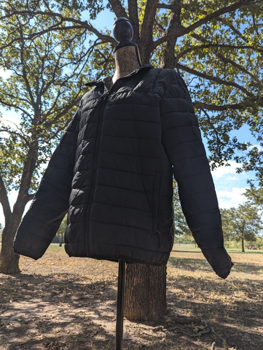 Swiss Tech Black Puffer Jacket Coat Size Small Full Zip Y2K 34-36