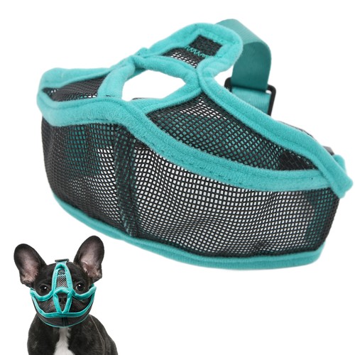 Short Snout Dog Muzzle Mesh Adjustable Breathable Anti Biting Bulldog Short Gfl - Picture 11 of 12