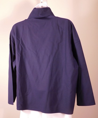 Blusa túnica para mujer CLUB MONACO azul marino manga larga cuello alto mezcla lana s... - Imagen 4 de 5