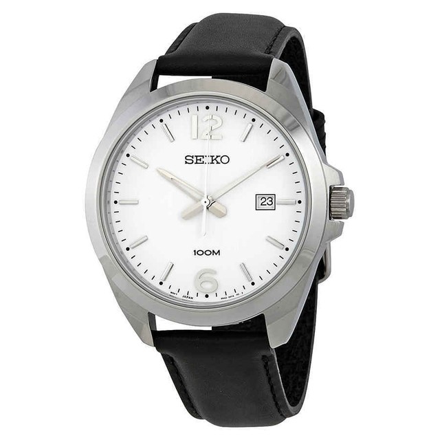 seiko mens watch white face