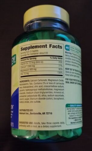 Spring Valley Calcium Magnesium & Zinc with Vitamin D3 250-CT SAME-DAY SHIP - Picture 2 of 8
