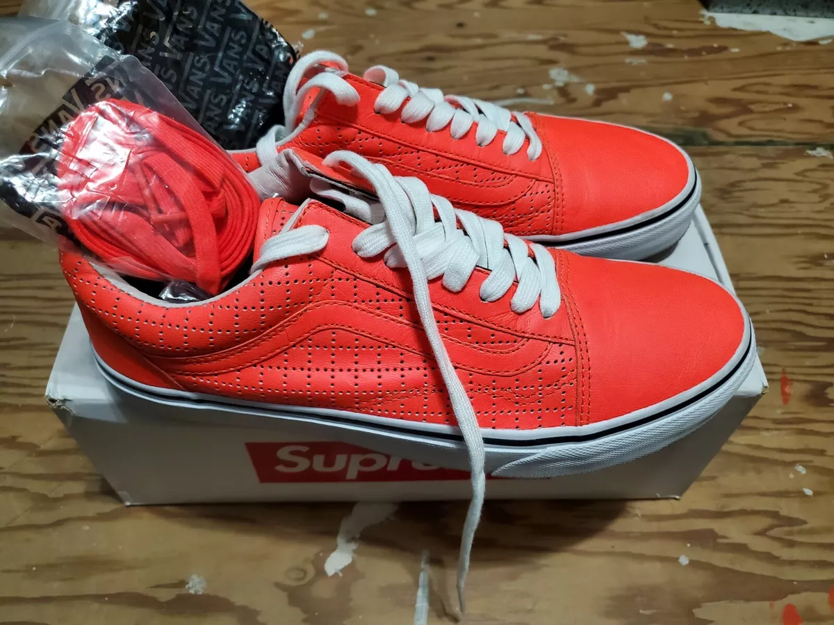 Vans X Supreme Old Skool Perforated Check Orange MENS SIZE 10