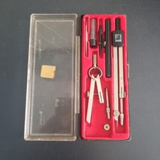 Ancien Coffret Compas Vintage Avec Accessoires Outil de Géométrie
