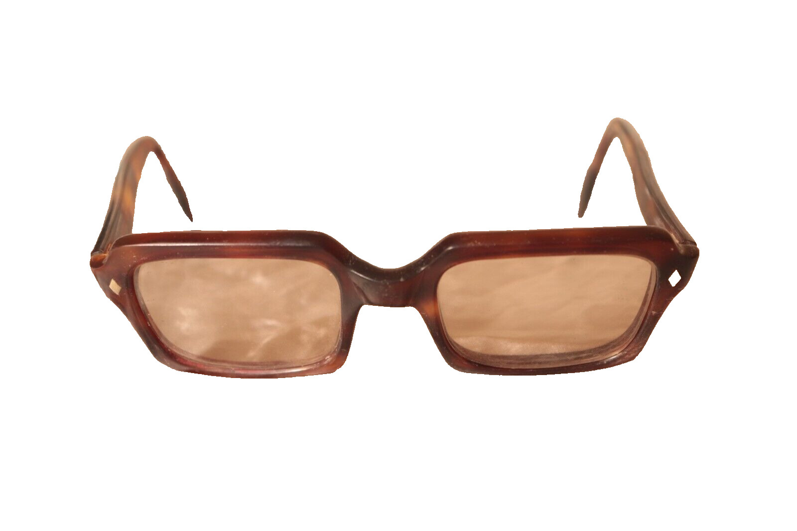 1960s Brown Plastic Eyeglasses – Rectangular Unis… - image 1