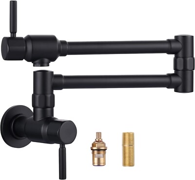 ALEASHA Pot Filler Faucet Black Wall Mount foldable Single Hole - NEW