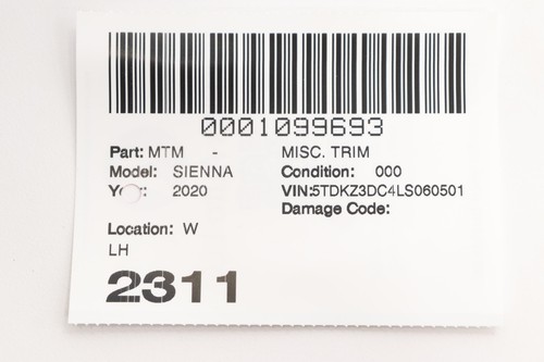 2011 - 2020 TOYOTA SIENNA REAR LEFT SLIDE DOOR FRAME MOLDING TRIM OEM TRIM_FC14 - Picture 10 of 10
