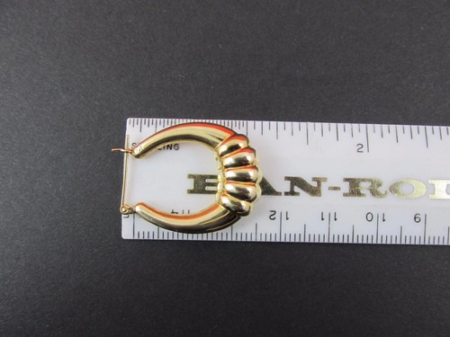 Vintage Retro 14k Solid Yellow Gold Puffed Earrings Hallmark 14k Very Unique - Picture 4 of 6