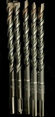 5 Piece MILWAUKEE 3/8'' X 6'' CARBIDE TIP MASONRY HAMMER DRILL BIT NEW*