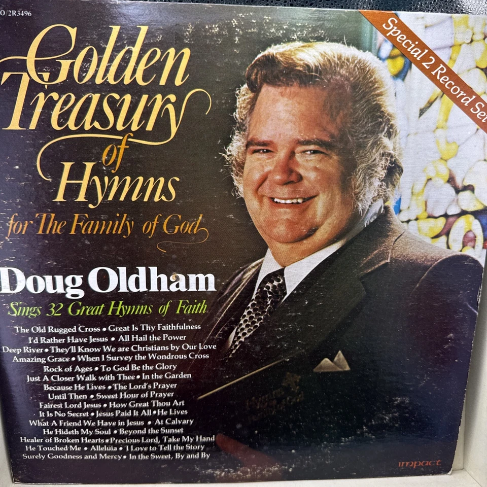 DOUG OLDHAM GOLDEN TREASURY OF HYMNS VOLUME 2 (2 RECORDS) - USED GOSPEL VINYL LP - Image 2 of 4