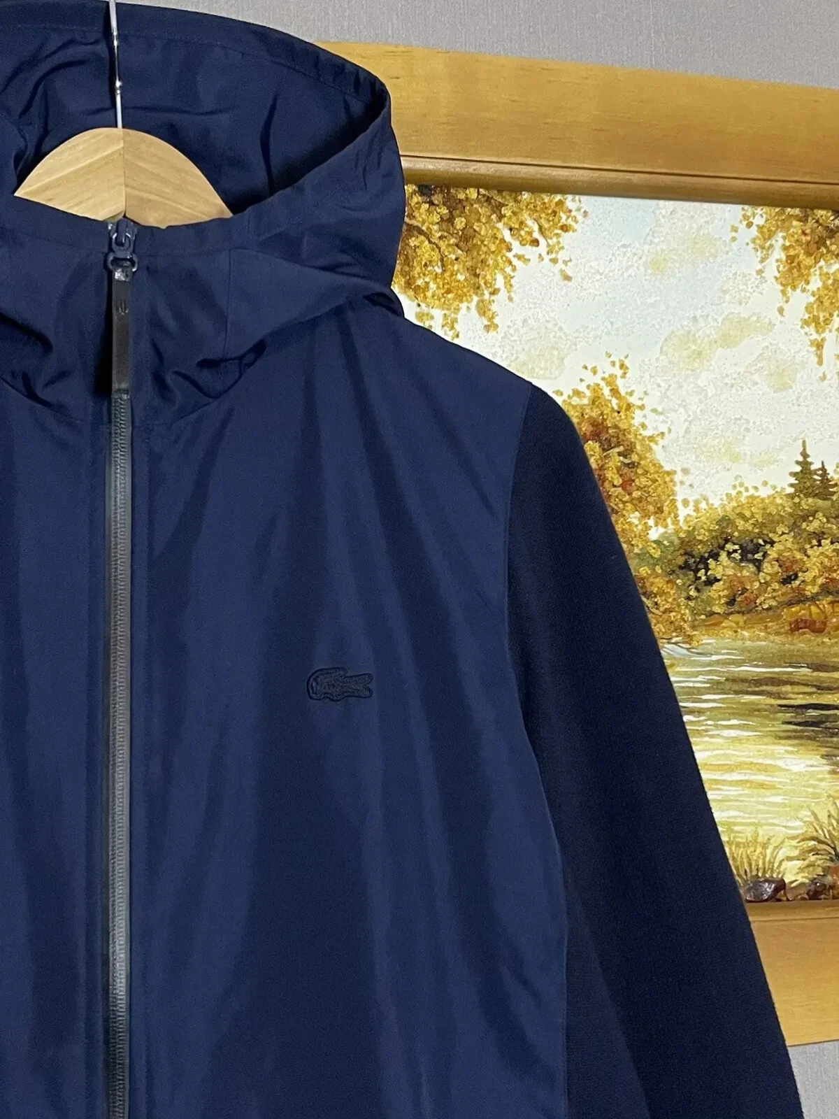 PRADA Lacoste Nylon Giacca Leggera Felpa con Cappuccio Navy Zip Up Prezzo consigliato 280$ Taglia M