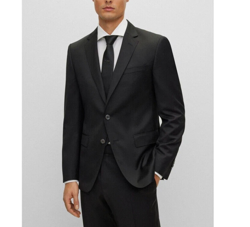 Boss Men's Blazer Sport Coat 40R Jacket Slim Fit 100percentWool Black image 3