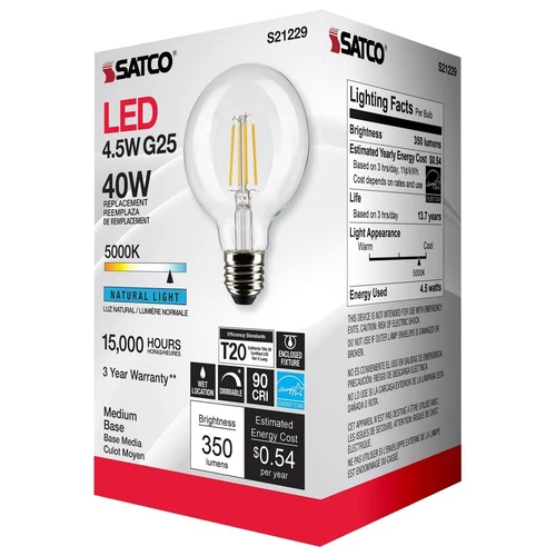 SATCO S21229 - 4.5 Watt G16.5 LED Candelabra Bulb - 5000K - 120 Volts (6 Pack) - Picture 6 of 7