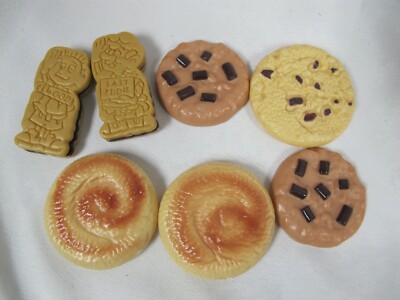 VINTAGE KEEBLER ELVES COOKIE ELWOOD FAST EDDIE -SWIRL - 6 PCS  PRETEND FOOD