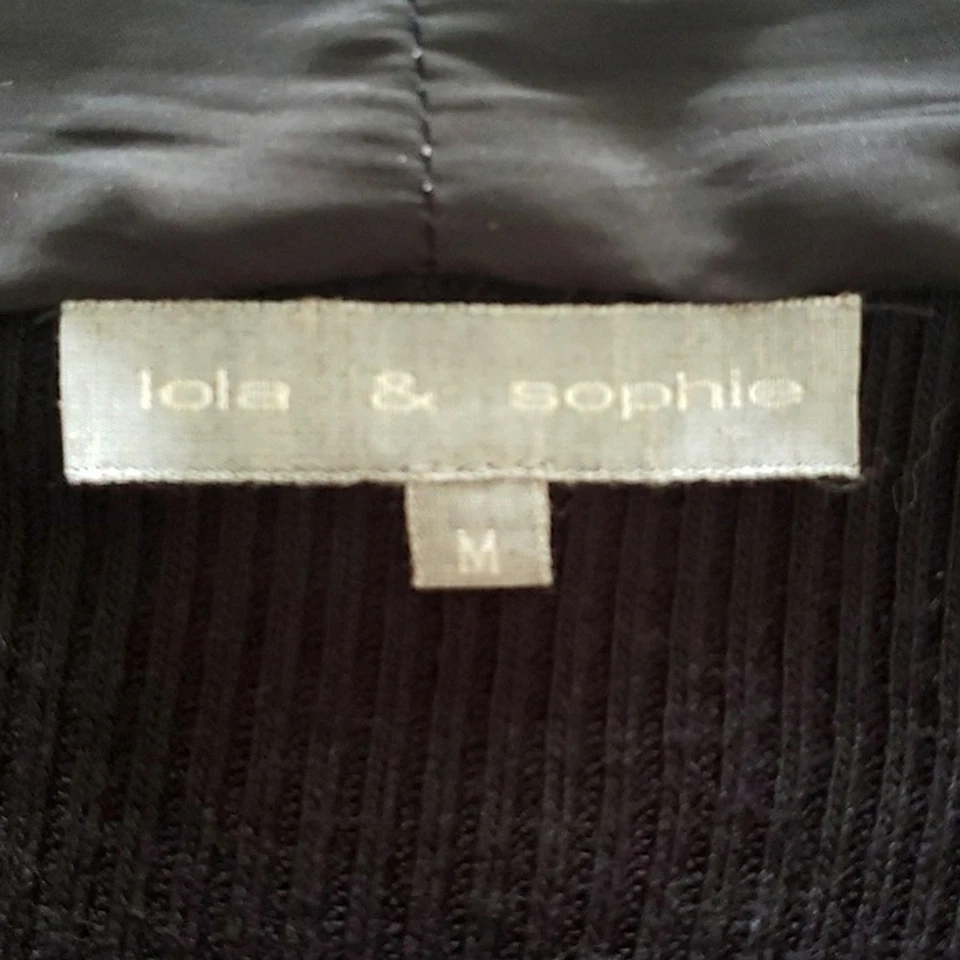 Suéter Cárdigan Lola & Sophie Talla M Negro Gris Blanco Suave Imitación Piel Frente Abierto Foto 3 de 4