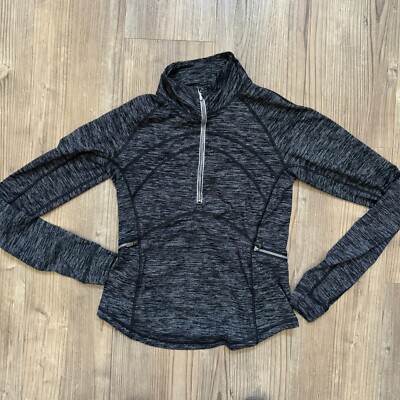 Lululemon Base Runner 1/2 Zip Pullover Women s Vented Gray Zipper Pocket No Tag