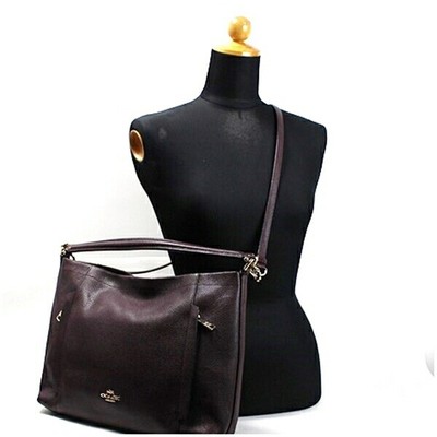 Authentic Coach 2WAY Shoulder Bag Crossbody Bag Leather Bordeaux 