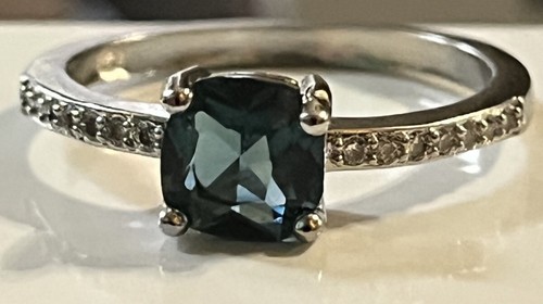 Lab Created London Blue Topaz Ring Sterling Silver 925 Size 10 M - Picture 4 of 6