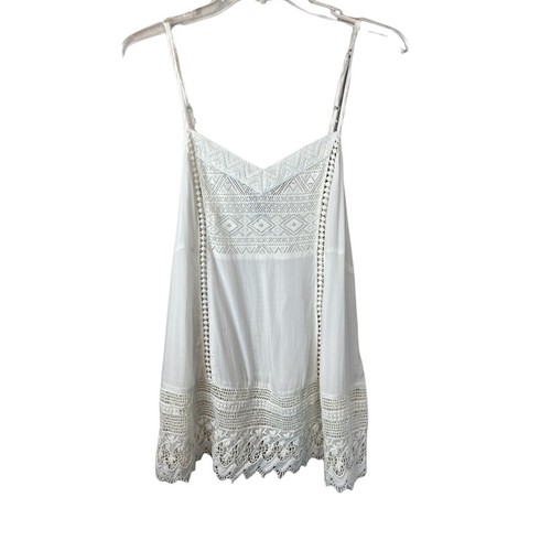 Lorimer NYC Pretty Boho Ivory Tank Top with Lace Detail Lightweight Women’s XS - 第 5/11 張圖片