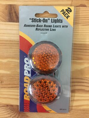 ROADPRO  Stick-On  Lights 2-pk Round RP-3151 12 Volt Amber NEW