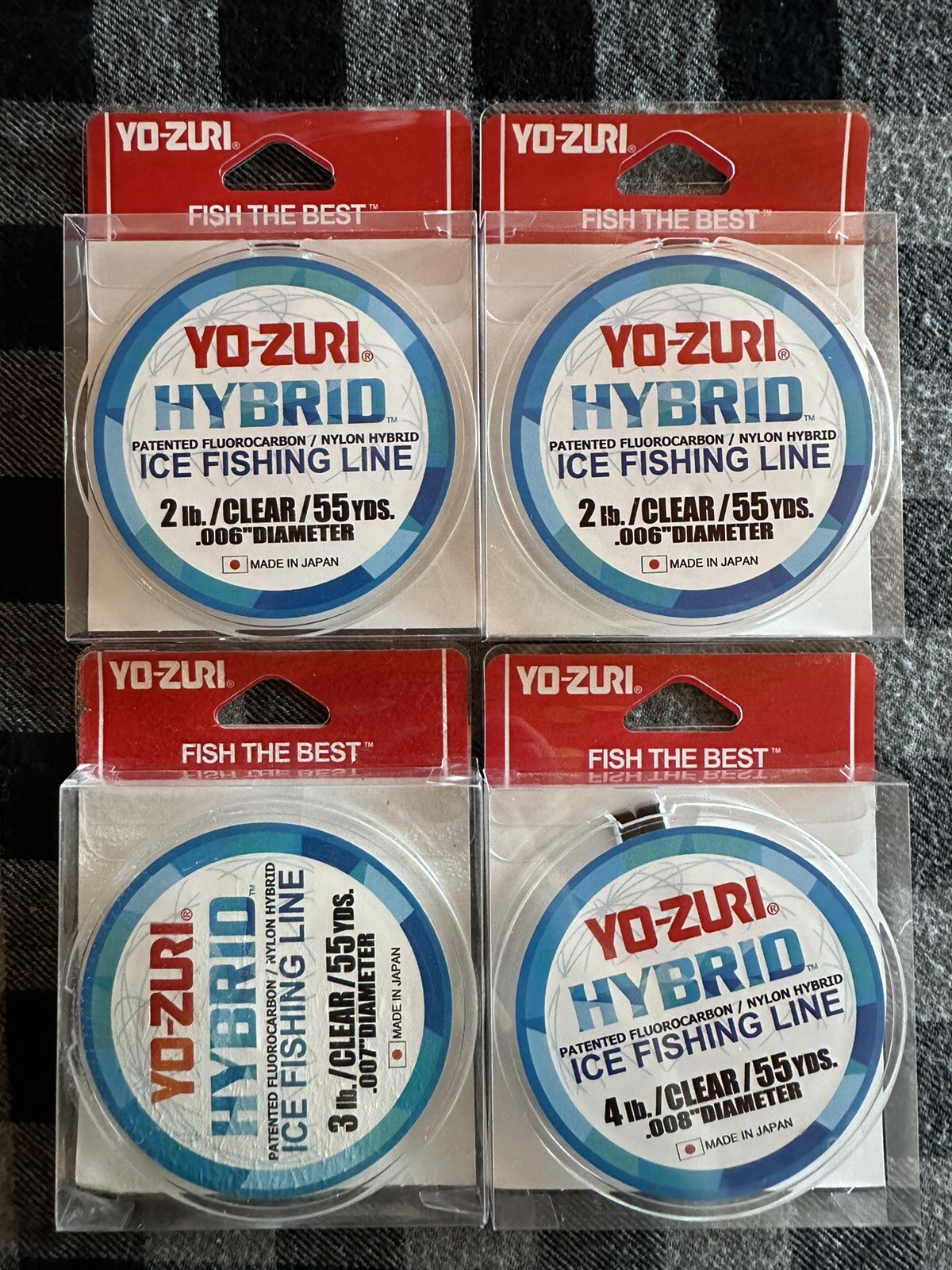 New Lot Of 4 YoZuri Hybrid Fluorocarbon Ice Fishing Line 2x 2lb, 1x