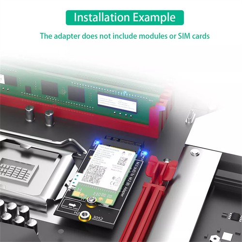 For 3G/4G/5G LTE Module M.2 to A+E Adapter Supports NANO SIM Card Push Connector - Afbeelding 4 van 6
