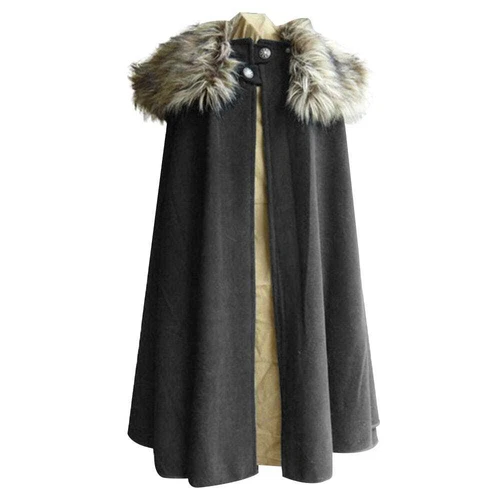 N210 Game of Thrones Medieval Knight Fur Cape Cloak Renaissance Viking Costume - Picture 5 of 9