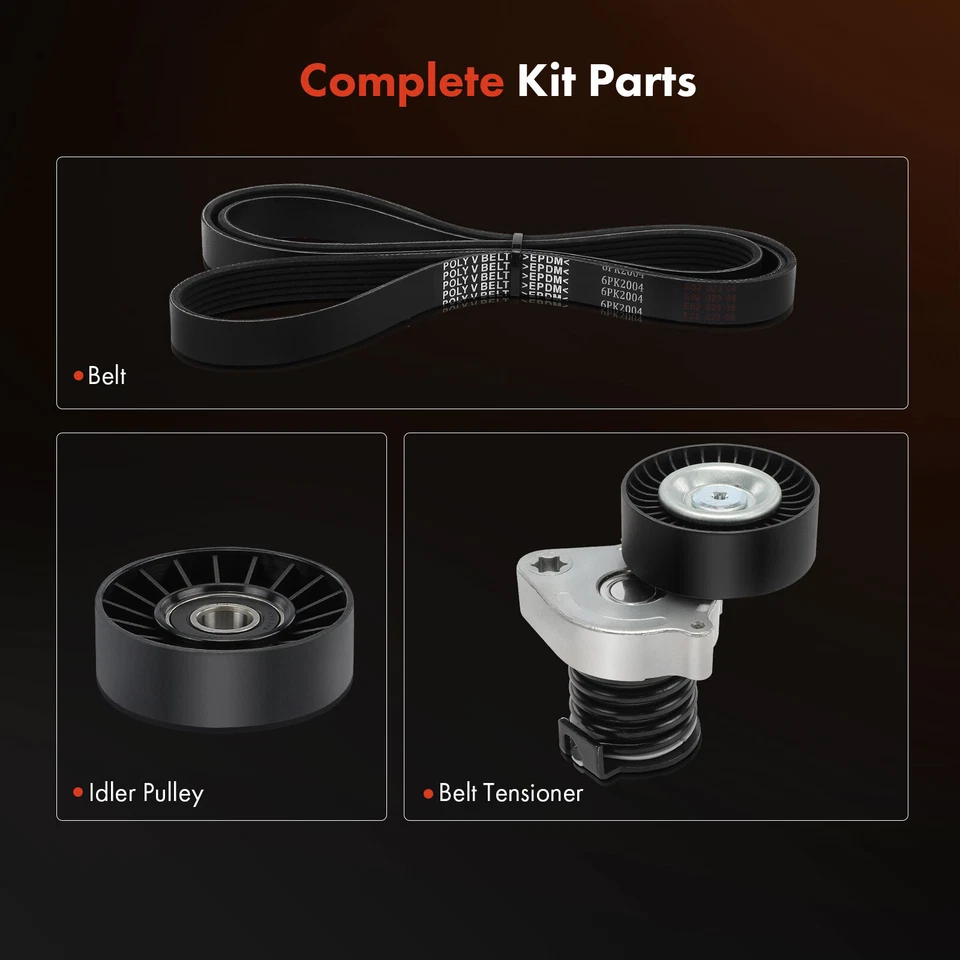 3x Serpentine Belt Drive Component Kit for Mercedes-Benz C230 2003-2005 L4 1.8L - Image 3 of 4